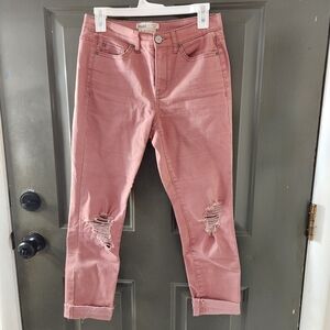Mudd Women's Ankle Cropped Jeans Pink